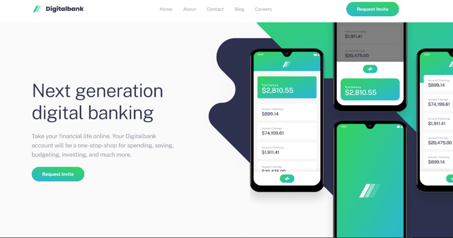 Digital bank landing page